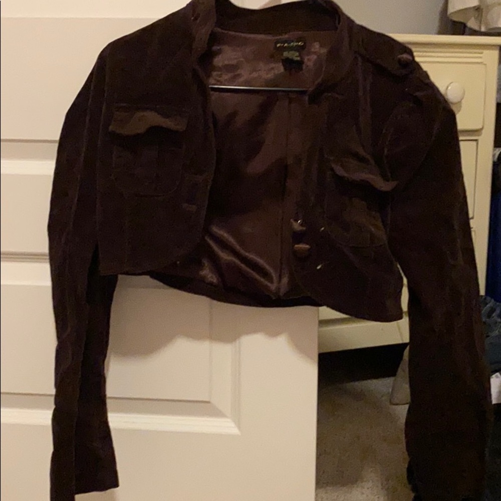 Cropped Brown Velvet Jacket